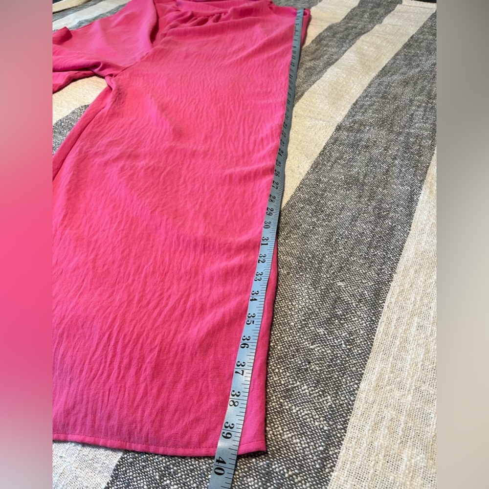 Lovely Melody Pink Wide Leg Overalls Romper SZ L Sleeveless Gauzy Feel - Picture 6 of 12